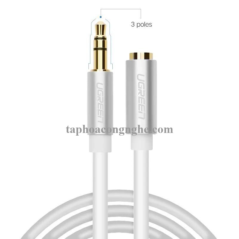 Ugreen 10773 0.5M màu Trắng Cáp âm thanh 3.5mm nối dài đầu nhôm AV118 30010773